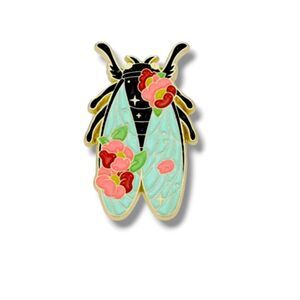 SALE Celestial Floral Cicada Insect Enamel Pin